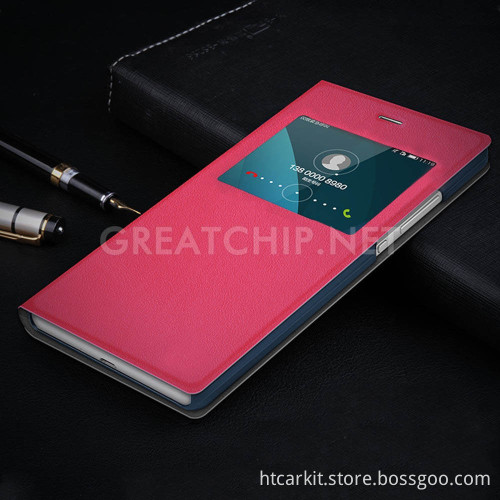 Smart wake up Leather Case For Huawei V8 Cover, View Window filp leather cover case for huawei honor V8